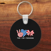 Amerikaanse vlag Vrede Liefde Cheerleading Cheerle Sleutelhanger (Voorkant)