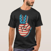 Amerikaanse Vlag Vredesbord Hand 4 juli T-shirt (Voorkant)
