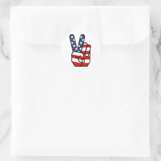 Amerikaanse vlag Vredeshand Ronde Sticker (Tas)