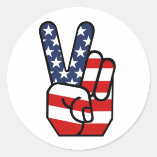 Amerikaanse vlag Vredeshand Ronde Sticker
