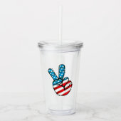 Amerikaanse vlag vredesteken acryl drinkbeker (Voorkant)
