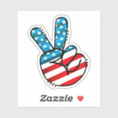 Amerikaanse vlag vredesteken sticker (Vel)