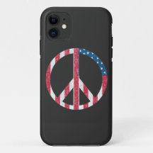 Amerikaanse Vlag Vredesteken Vintage Rood Wit & Bl