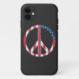 Amerikaanse Vlag Vredesteken Vintage Rood Wit & Bl Case-Mate iPhone Case