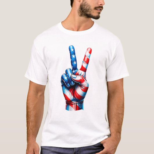 Amerikaanse vlag Vredesteken VS Patriottisch T-shirt (Voorkant)