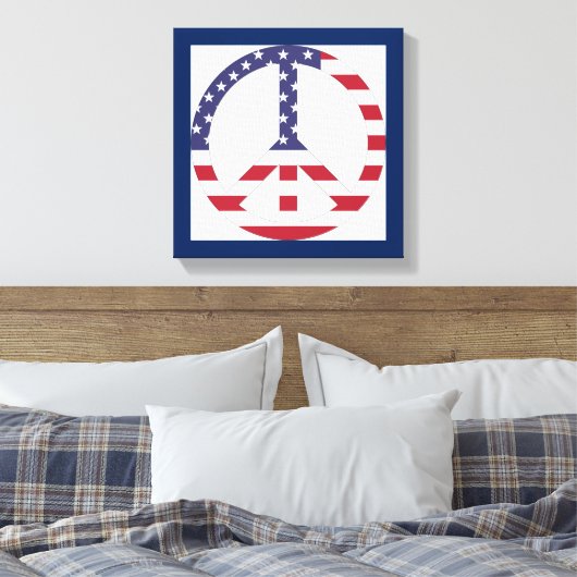 AMERIKAANSE VLAG VREDESZIJDE CANVAS AFDRUK (Insitu (Slaapkamer))