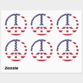 AMERIKAANSE VLAG VREDESZIJDE RONDE STICKER (Vel)