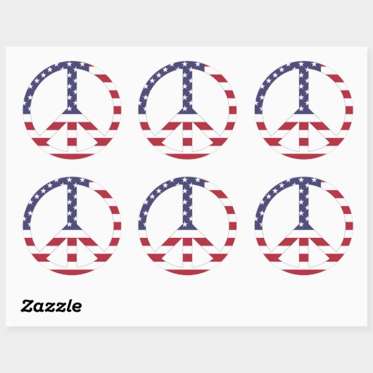 AMERIKAANSE VLAG VREDESZIJDE RONDE STICKER (Vel)