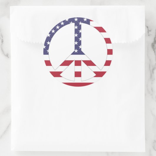 AMERIKAANSE VLAG VREDESZIJDE RONDE STICKER (Tas)
