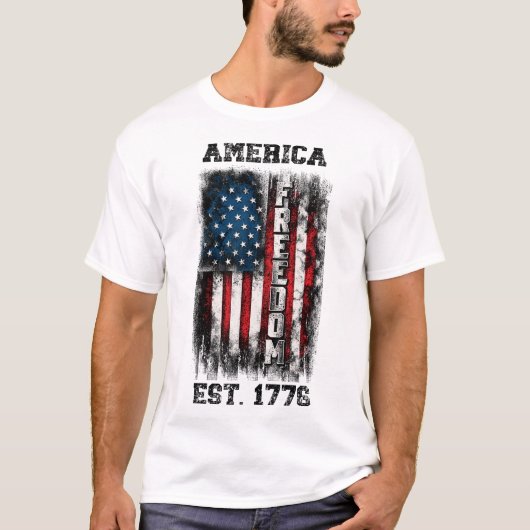 Amerikaanse vlag Vrijheid Est 1776 T-shirt (Voorkant)