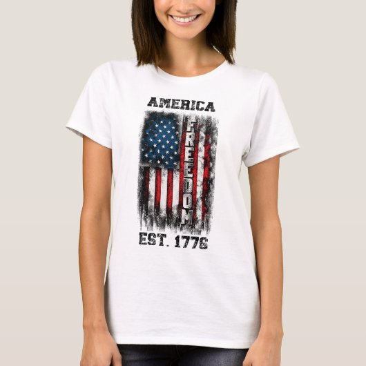 Amerikaanse vlag Vrijheid Est 1776 T-shirt (Voorkant)