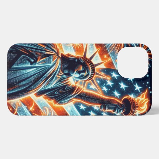 Amerikaanse vlag, Vrijheidsbeeld, 4e iPhone Case iPhone Hoesje (Achterkant horizontaal)