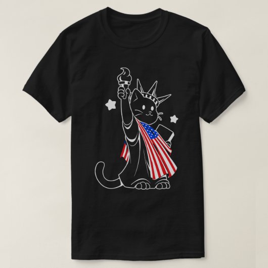Amerikaanse vlag Vrijheidsbeeld Kat door Tobe Fons T-shirt (Design voorkant)