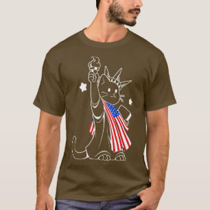 Amerikaanse vlag Vrijheidsbeeld Kat door Tobe Fons T-shirt