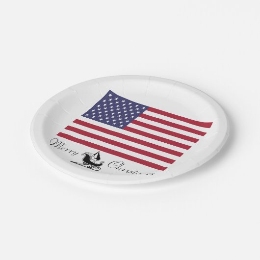 Amerikaanse vlag Vrolijk kerstpapier Borden Papieren Bordje (Gekanteld)