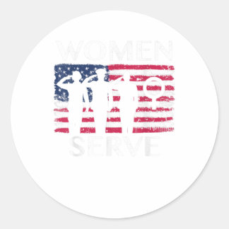 Amerikaanse vlag Vrouwen Serve Veterans Vrouw Ronde Sticker