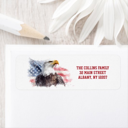 Amerikaanse Vlag VS 4 juli Retouradres Etiket (Insitu)