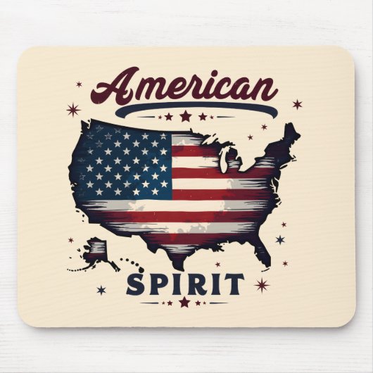  Amerikaanse Vlag VS Kaart Distressed Art Muismat (Voorkant)