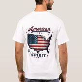  Amerikaanse Vlag VS Kaart Distressed Art T-shirt (Achterkant)