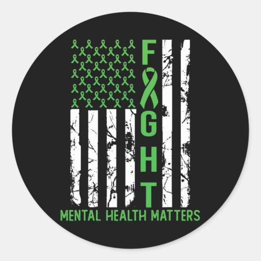 Amerikaanse vlag VS Mental Health Matters Ronde Sticker (Voorkant)