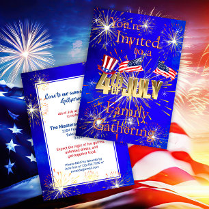 Amerikaanse Vlag Vuurwerk 4 juli BBQ Feestje Kaart