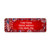 Amerikaanse vlag, vuurwerk en patriottische sterre etiket (Voorkant)