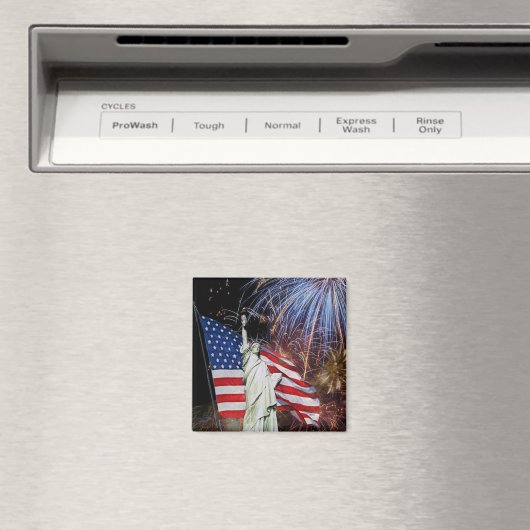 Amerikaanse vlag, vuurwerk en Vrijheidsbeeld Magneet (Insitu (Vaatwasser))