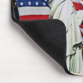 Amerikaanse vlag, vuurwerk en vrijheidsbeeld muismat (Hoek)