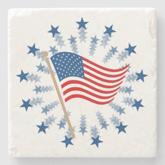 Amerikaanse Vlag Vuurwerk explosie 4 juli Stenen Onderzetter (Voorkant)