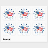 Amerikaanse Vlag Vuurwerk explosie 4 juli Vierkante Sticker (Vel)