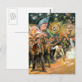 Amerikaanse Vlag Vuurwerk Firecracker Parade Briefkaart (Voorkant / Achterkant)