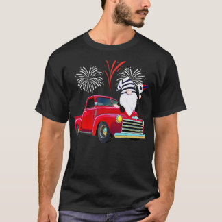 Amerikaanse Vlag vuurwerk Funny Gnome 4 juli Celeb T-shirt