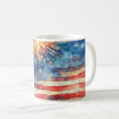 Amerikaanse vlag. Vuurwerk. Koffiemok (Voorkant rechts)