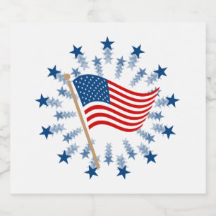 Amerikaanse Vlag Vuurwerk Sterrenexplosie 4 juli Sparkling Wijnetiket