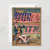 Amerikaanse vlag vuurwerk voetzoeker Uncle Sam Briefkaart (Voorkant / Achterkant)