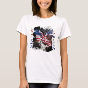 Amerikaanse vlag, vuurwerk, Vrijheidsbeeld T-shirt
