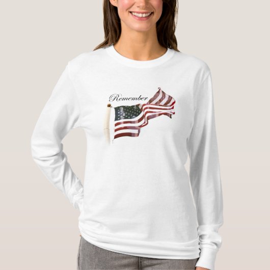 Amerikaanse vlag w/ Crosses - herinner de slachtof T-shirt (Voorkant)