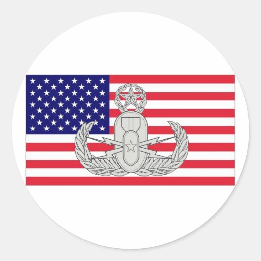 Amerikaanse vlag w / EOD Badge Ronde Sticker (Voorkant)