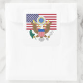 Amerikaanse vlag & wapen, Verenigde Staten Vierkante Sticker (Tas)