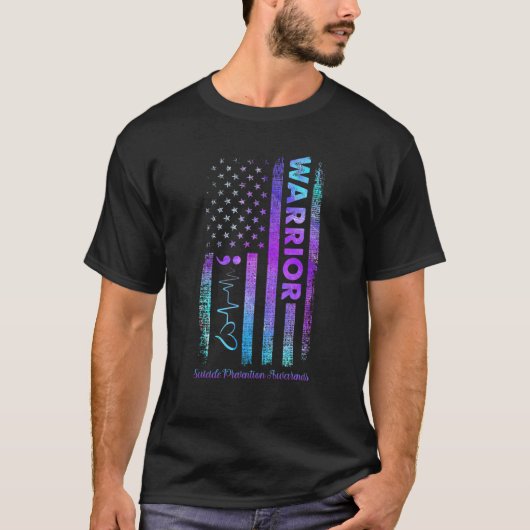 Amerikaanse vlag Warrior Zelfmoordpreventie T-shirt (Voorkant)