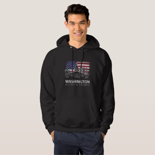 Amerikaanse vlag Washington DC Hoodie (Voorkant volledig)