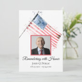 Amerikaanse Vlag Waterverf Funeral Service Herdenk Programmakaart (Staand voorkant)