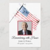 Amerikaanse Vlag Waterverf Funeral Service Herdenk Programmakaart (Voorkant)