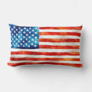 Amerikaanse Vlag Waterverf Schildering Artistiek U Kussen