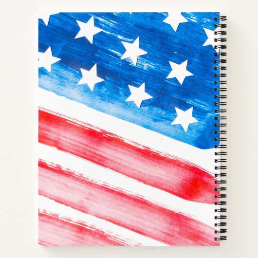 Amerikaanse vlag Waterverf Stars Stripes Notitieboek (Achterkant)