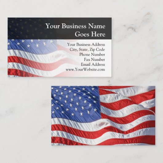 Amerikaanse vlag, Waving in Wind Visitekaartje (Voorkant / Achterkant)