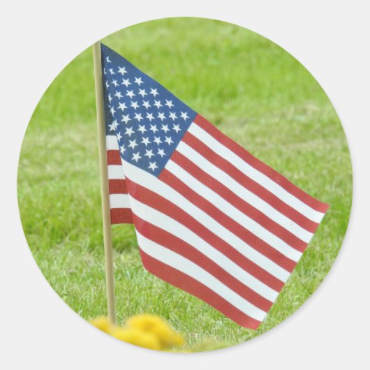 Amerikaanse vlag Waving Ronde Sticker (Voorkant)