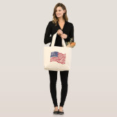 Amerikaanse vlag Waving - verhit Grote Tote Bag (Voorkant (model))