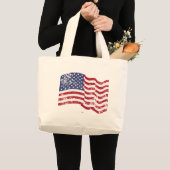 Amerikaanse vlag Waving - verhit Grote Tote Bag (Voorkant (product))