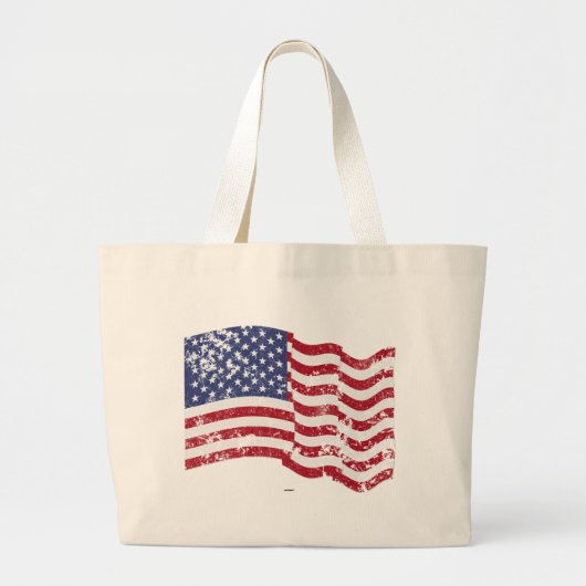 Amerikaanse vlag Waving - verhit Grote Tote Bag (Voorkant)